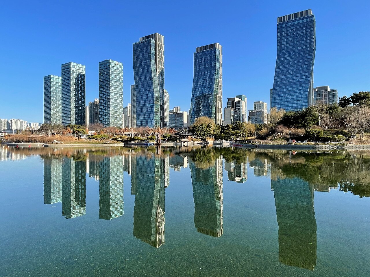 仁川松島中央公園與城市天際線